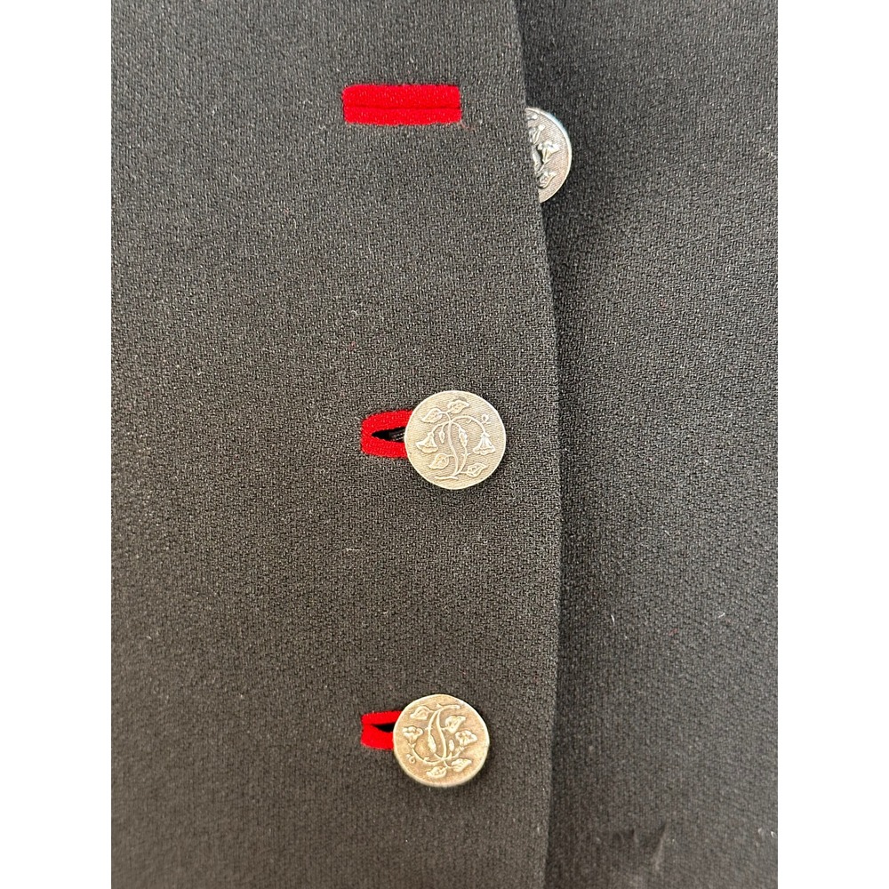 Zelda Vintage Black Red Trim Mandarin Collar Button Front Blazer Jacket Size‎ 8 - Picture 4 of 12